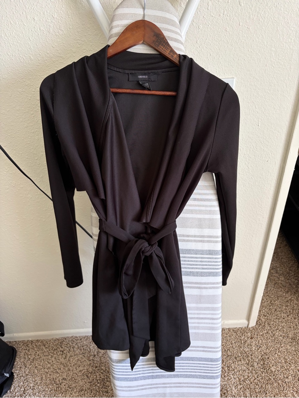 Forever 21 Black Long Sleeve Belted Wrap dress jacket